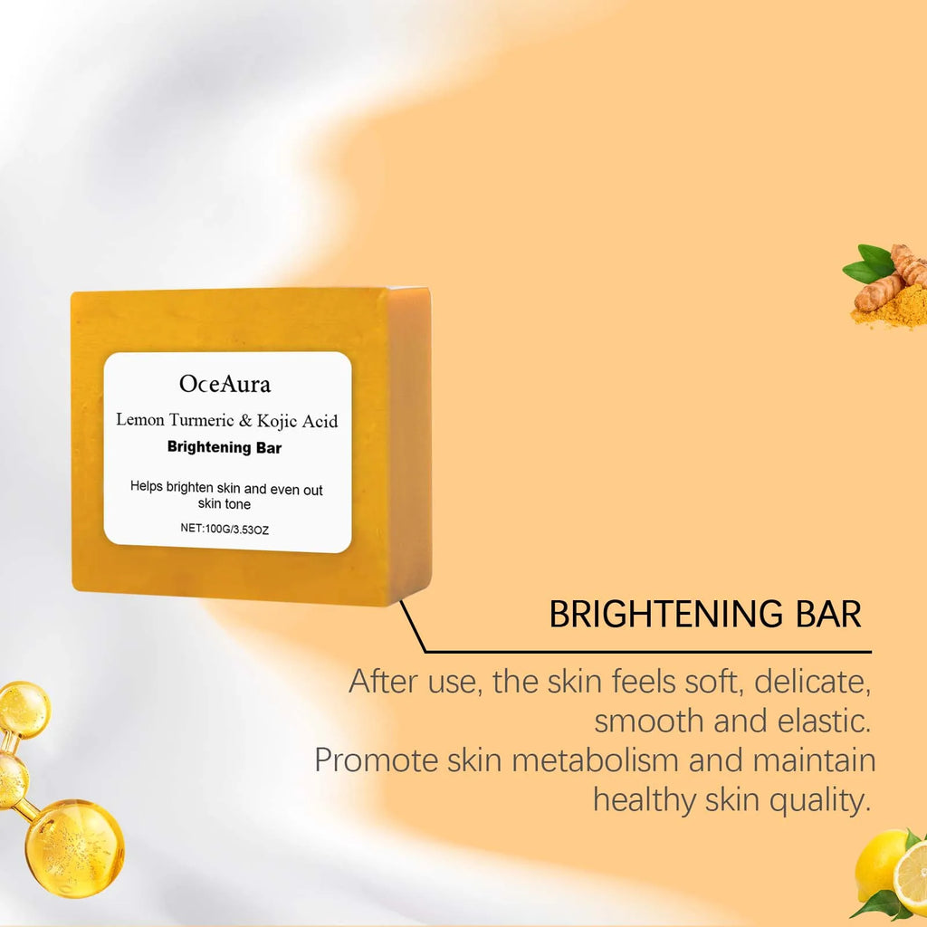 Oceaura Lemon Turmeric Body Soap Gentle Cleaning Dirts Reduce Dryness Brightening Skin Tone Moisturize Facial Body Cleaning Soap