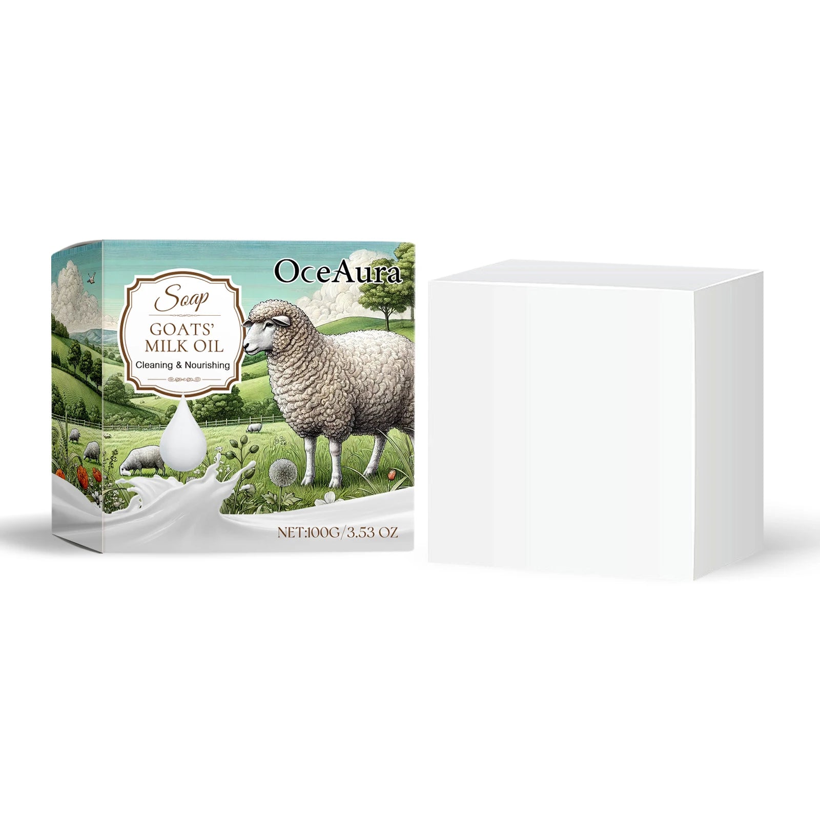 Oceaura Goat Milk Soap Gentle Cleaning Body Dirts Improve Skin Texture Restore Skin Luster Moisturize Natural Body Bathing Soap