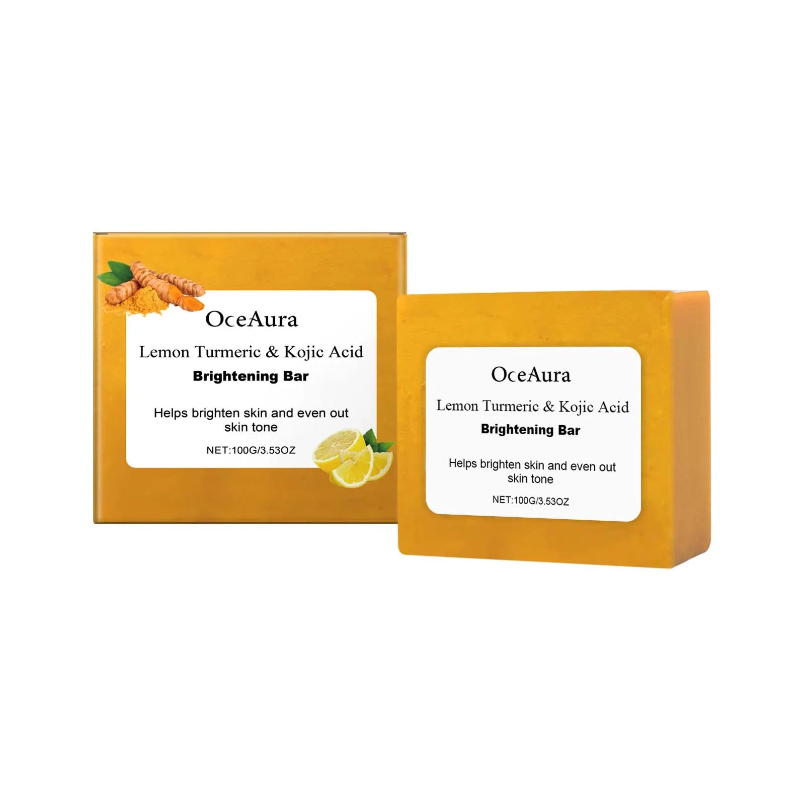 Oceaura Lemon Turmeric Body Soap Gentle Cleaning Dirts Reduce Dryness Brightening Skin Tone Moisturize Facial Body Cleaning Soap