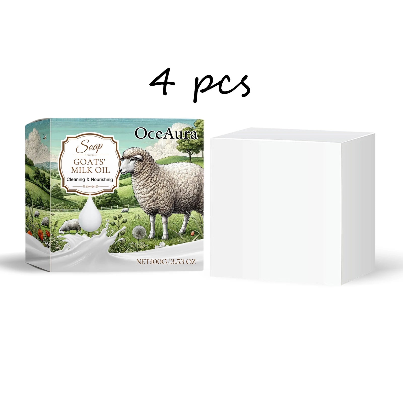 Oceaura Goat Milk Soap Gentle Cleaning Body Dirts Improve Skin Texture Restore Skin Luster Moisturize Natural Body Bathing Soap