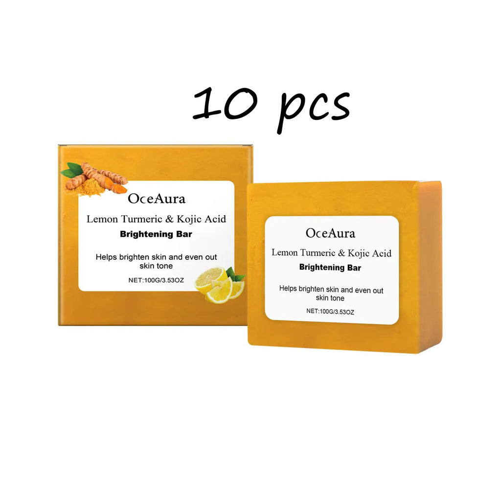 Oceaura Lemon Turmeric Body Soap Gentle Cleaning Dirts Reduce Dryness Brightening Skin Tone Moisturize Facial Body Cleaning Soap