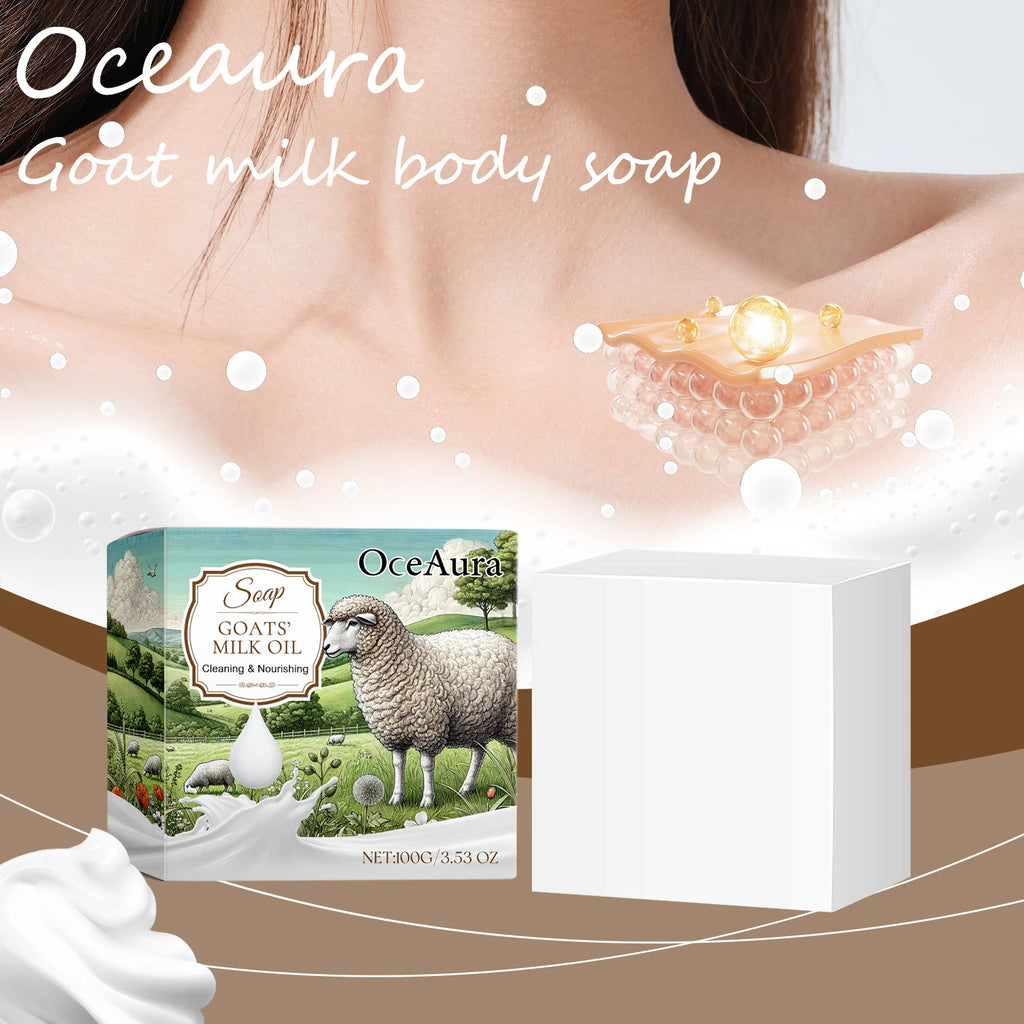 Oceaura Goat Milk Soap Gentle Cleaning Body Dirts Improve Skin Texture Restore Skin Luster Moisturize Natural Body Bathing Soap