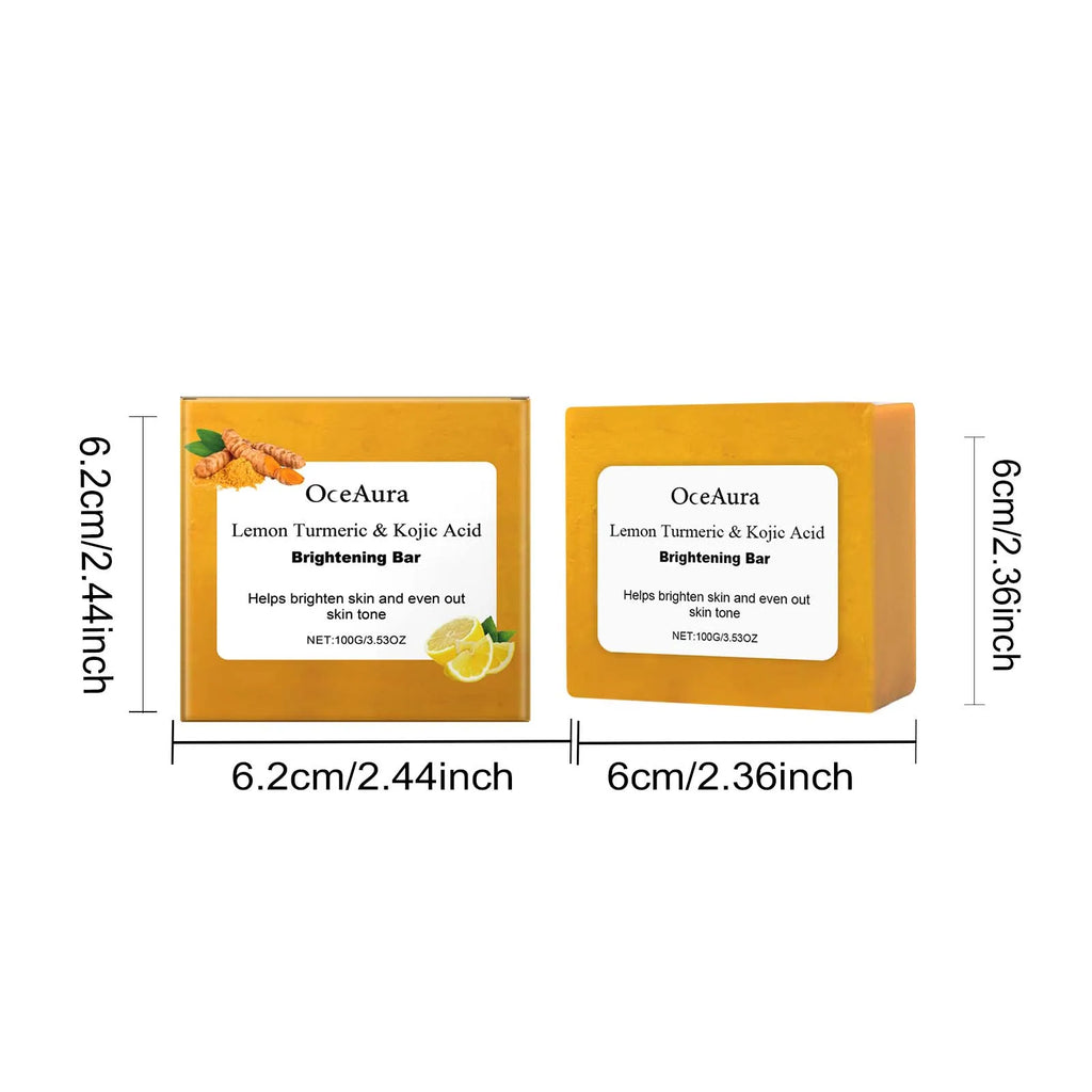 Oceaura Lemon Turmeric Body Soap Gentle Cleaning Dirts Reduce Dryness Brightening Skin Tone Moisturize Facial Body Cleaning Soap