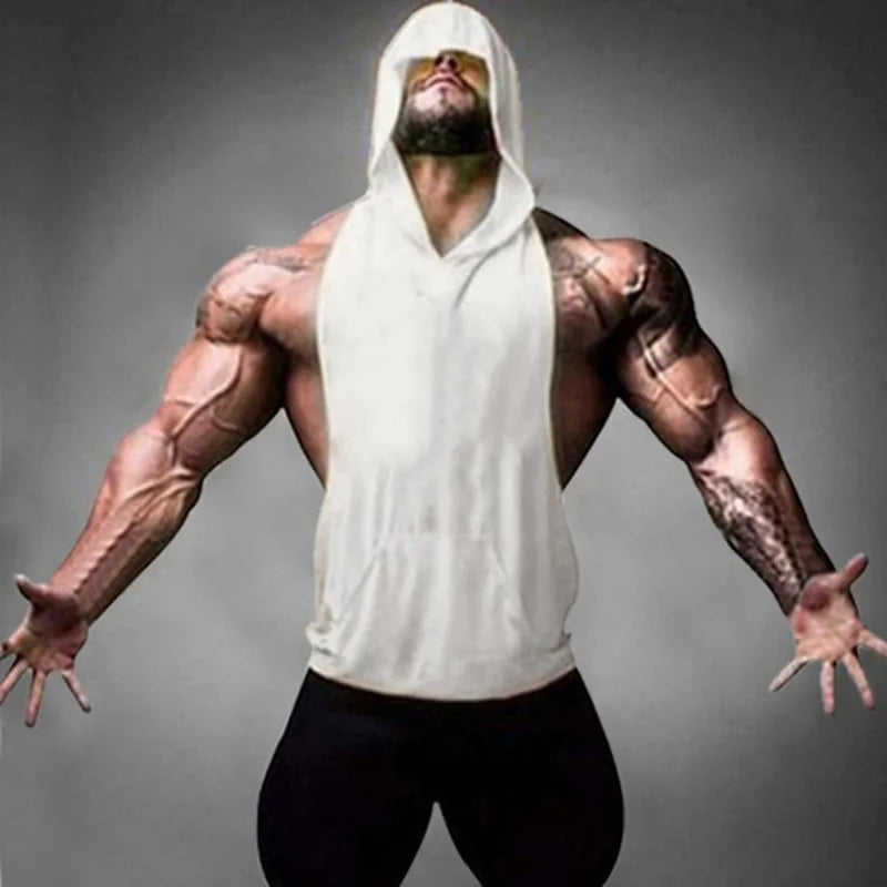 2018 Mens Sleeveless Hoodies Fashion Casual Zipper Hooded Sweatshirt Men bodybuilding tank top sporting Shirt waistcoat vest gym