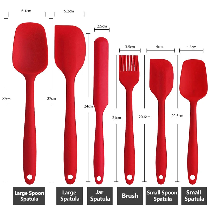LMETJMA 6 Piece Silicone Spatula Set Non-Stick Heat-Resistant Spatulas Turner for Cooking Baking Mixing Baking Tools KC0320
