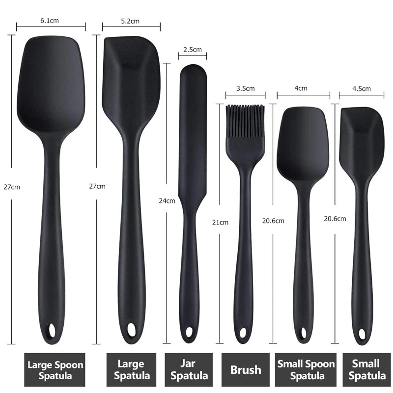 LMETJMA 6 Piece Silicone Spatula Set Non-Stick Heat-Resistant Spatulas Turner for Cooking Baking Mixing Baking Tools KC0320
