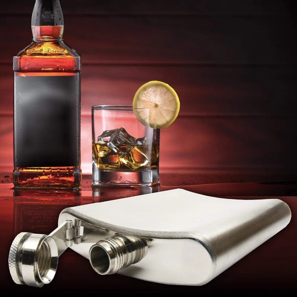 LMETJMA 7oz Hip Flask Set Stainless Steel Hip Flask With Funnel Drinking Cup Portable Hip Flask for Whiskey Liquor Wine KC0138