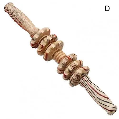 Body Fascia Massager Anti-slip Handle Wood Grooved Gear Arms Legs Thighs Buttocks Smooth Roller Massager for Back Relaxation