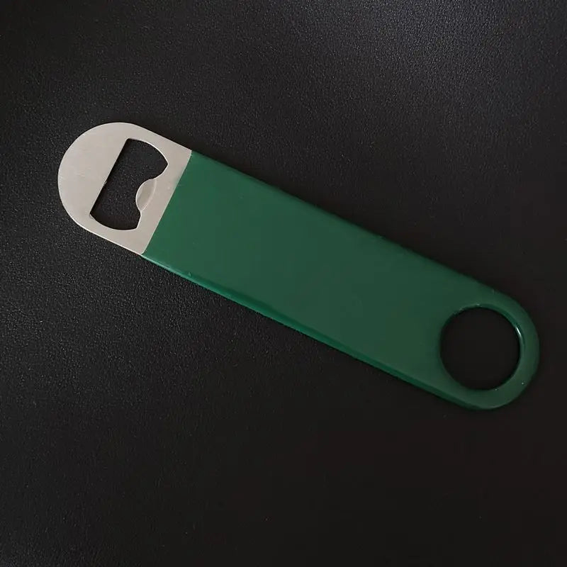 LMETJMA 1Piece Bartender Bottle Opener Stainless Steel Beer Bottle Openers Rubber Flat Bottle Opener Heavy Duty Bar Opener JT216