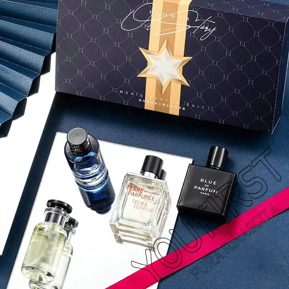 Luxury Brand Perfume Men Cologne Parfums Homme Gift Box 4Pcs Set 100ml Perfumes Masculinos Natural Floral Fruity Scent Spray