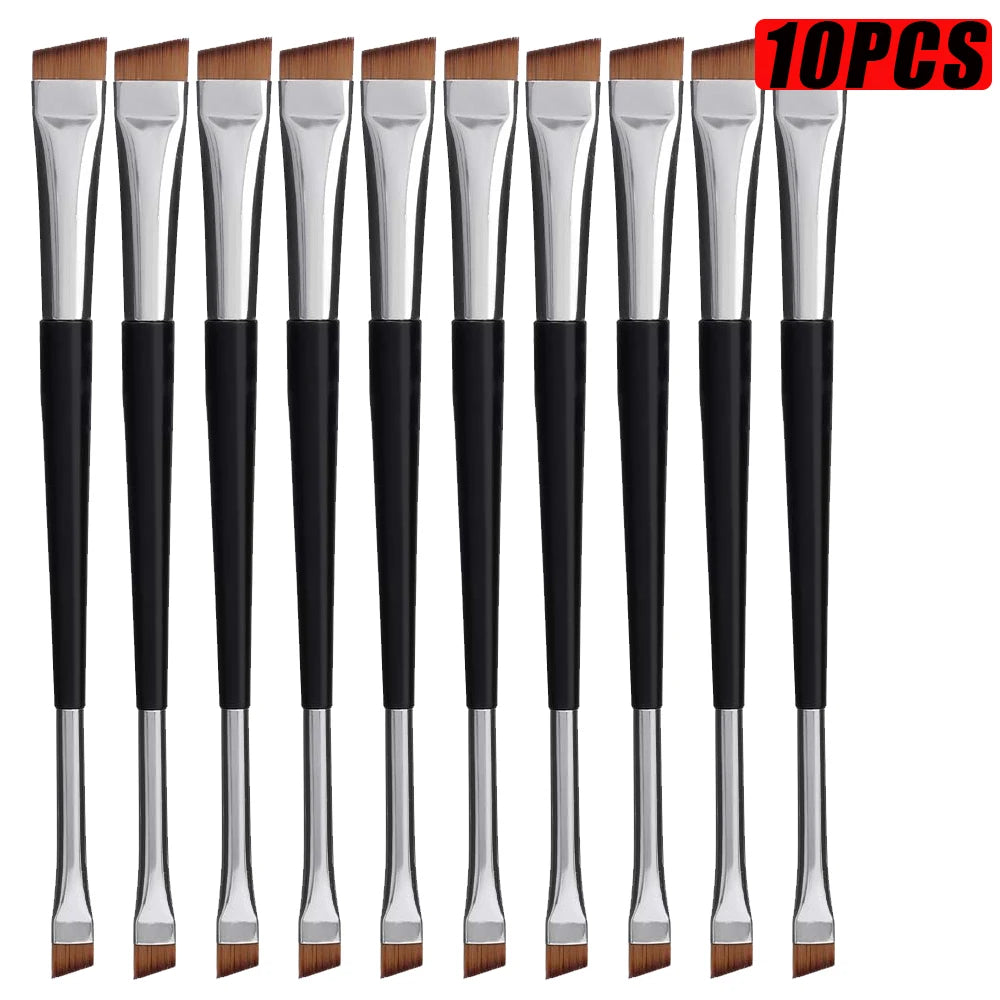 1-10pcs Dual-end Eyes Makeup Brushes Portable Eyebrow Eyeliner Brush Angled Flat Head Ultra-thin Eyeshadow Brush Makeup Tools