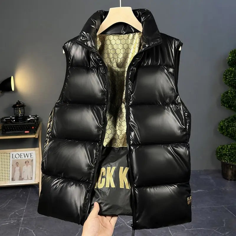 Men Cotton Padded Coat Vests Graphene Heating Waterproof Thicken Black Zipper Sleeveless Coat Casual Parka Outerwear Waistcoat