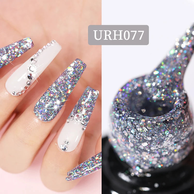UR SUGAR 7ML Gel Nail Polish Red Glitter Sequins Manicure Semi Permanent Base Matte Top Coat Soak Off LED UV Nail Art Gel Varnis