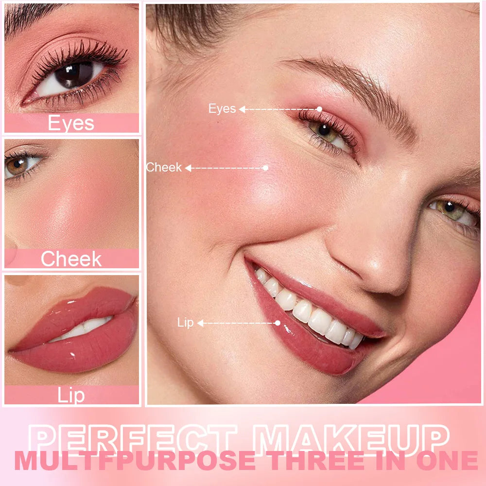 DUNUF New Blush Cream Multifunctional Face Blusher Make Up Natural Hydration Lipstick Red Pink Eyeshadow Makeup Lip Gloss