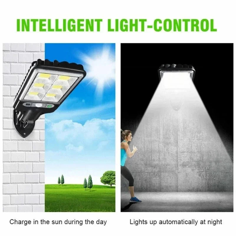 Sensor Street Lamp 3 Light Modes Outdoor Waterproof Security Solar Lamps Garden Terrace Garage Door Street Lighting 72COB
