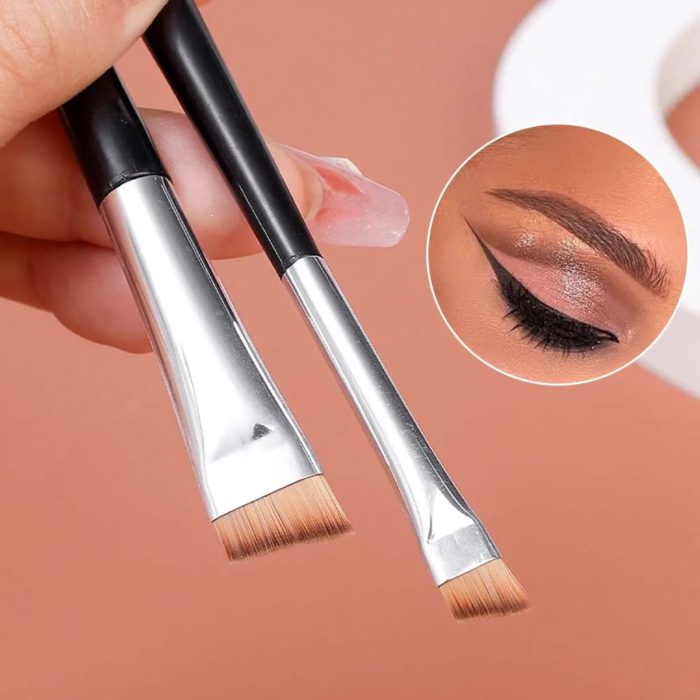 1-10pcs Dual-end Eyes Makeup Brushes Portable Eyebrow Eyeliner Brush Angled Flat Head Ultra-thin Eyeshadow Brush Makeup Tools