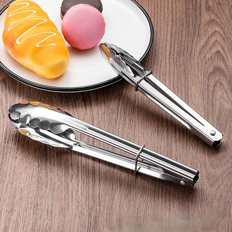 Stainless Steel Tong Tool Heat Bread Salad BBQ Cooking Serving Utensil Bead Clip Clamp Meat Barbecue Tools Buffet