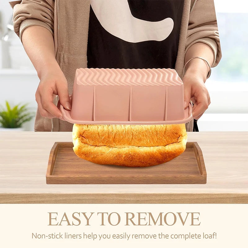 LMETJMA Silicone Loaf Pan Non-Stick Bread Loaf Pan Kitchen Bread Mold Pan For Baking Meatloaf Ice Brickand Easy Release JT244