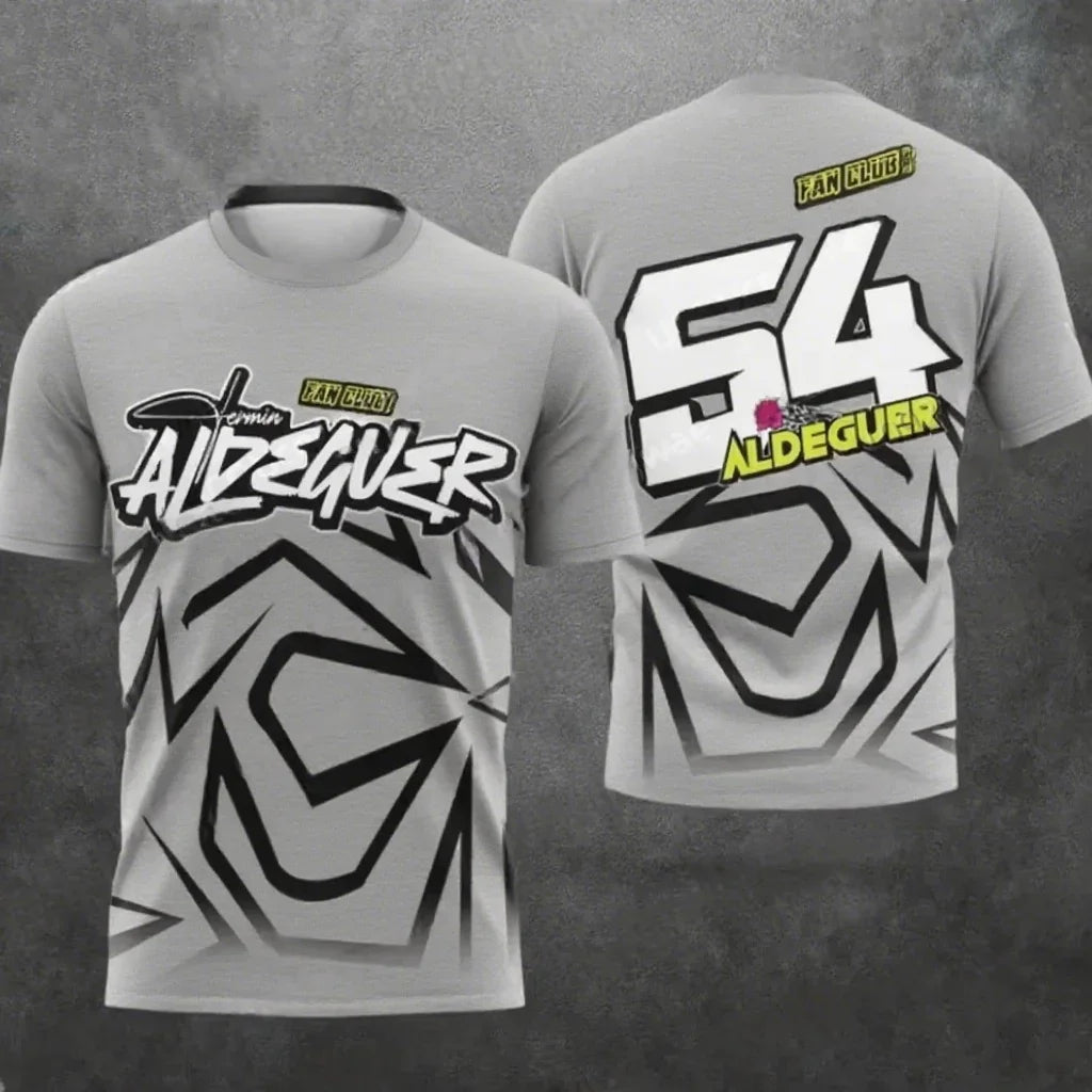New 2025 Motorcycle Race 54th Rider Fermin Aldeguer Fan Summer Track Printed T-shirt Men's Casual Sports Breathable Tops