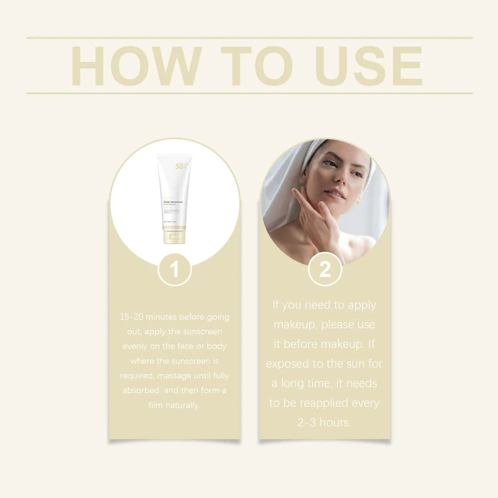 Ouhoe Body Sunscreen Cream Refreshing Non-sticky Protect Skin Prevent Sunburn Moisturizing Daily Soothing Sunscreen Lotion