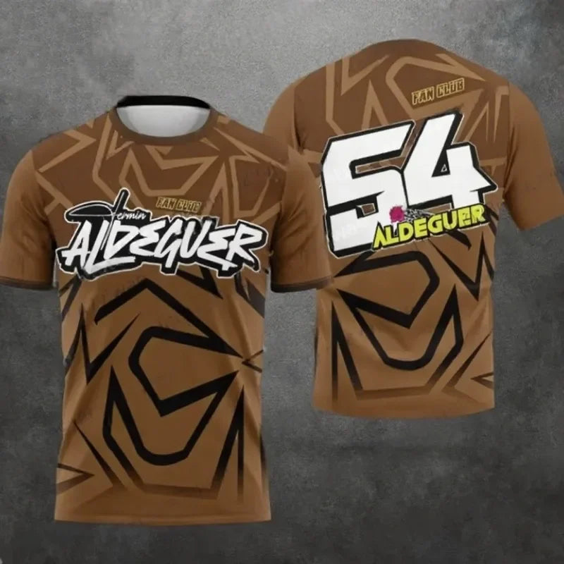 New 2025 Motorcycle Race 54th Rider Fermin Aldeguer Fan Summer Track Printed T-shirt Men's Casual Sports Breathable Tops