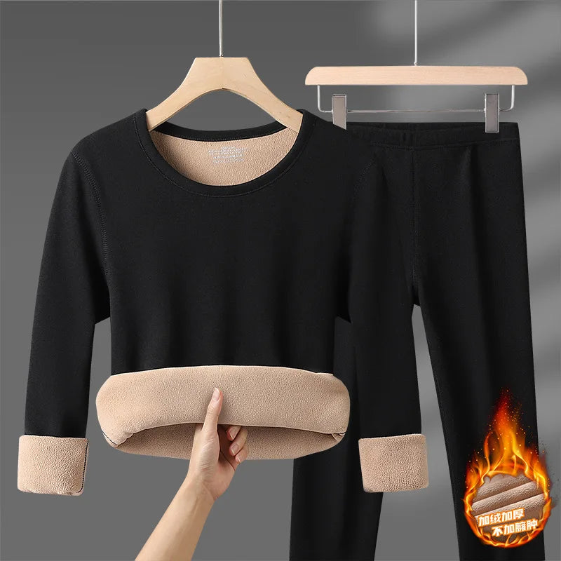 Winter Thermal Underwear Sets Men Women Velvet Tops +Long Pants Comfortable Skin-friendly Elastic Thickening Warm 2 Piece Set