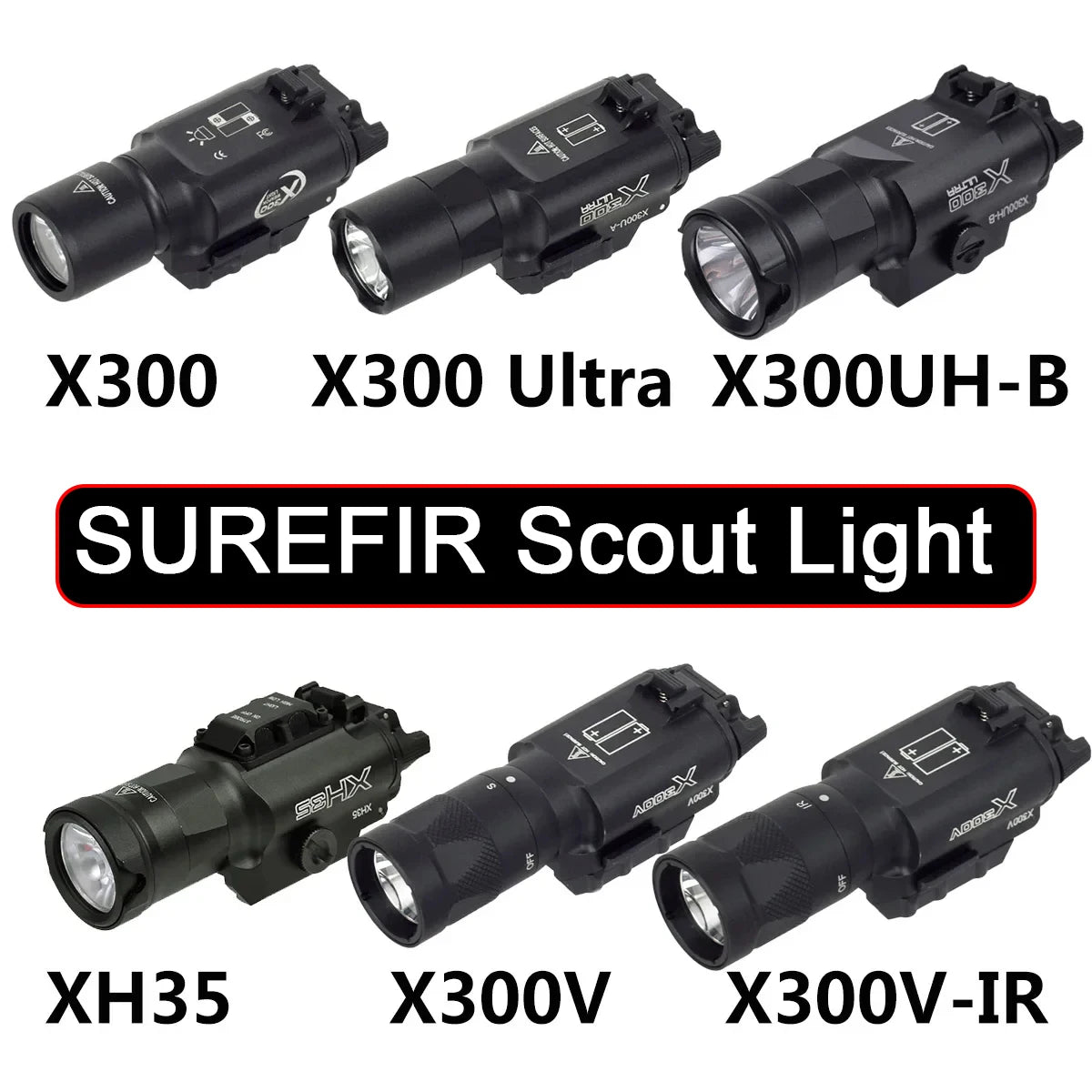 SureFir X300 Ultra X300UH-B X300V X300V-IR XH35 XH15 Tactical Scout Light Airsoft Handgun Rifle Weapon Flashlight Hunting Torch