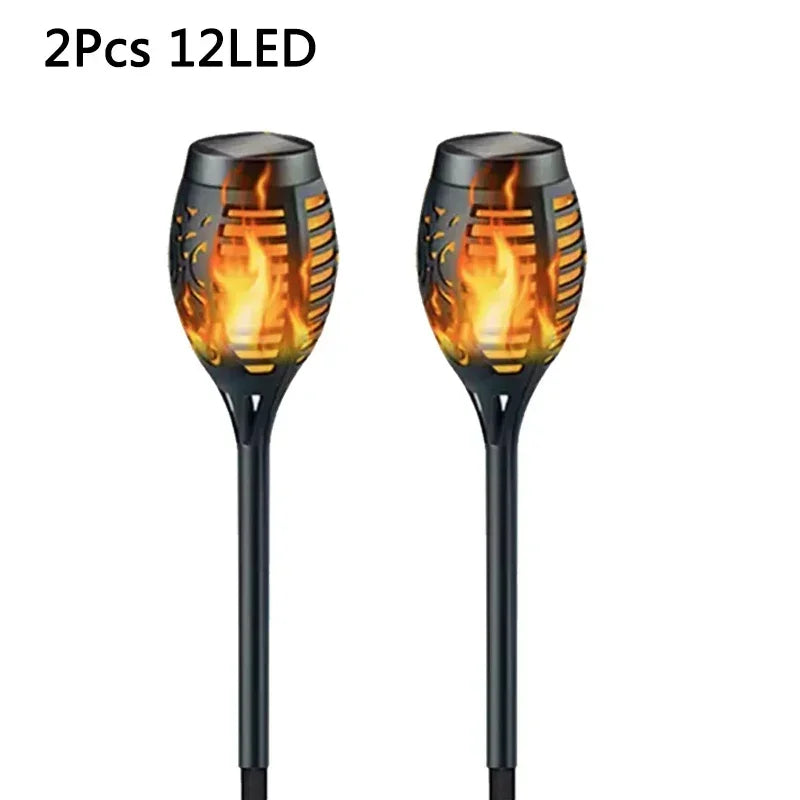 1-10Pack Solar Flame Light Outdoor 96/12 LEDs Flickering Torch Waterproof Night Lamp Garden Decoration for Lawn Path Yard Patio