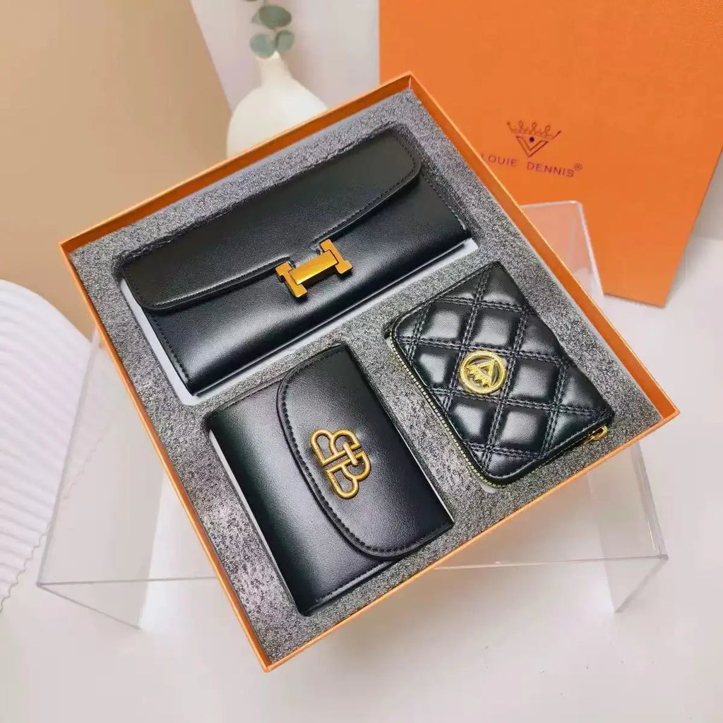 2025 new three piece gift box set, wallet card bag set, exquisite gift box, women's wallet