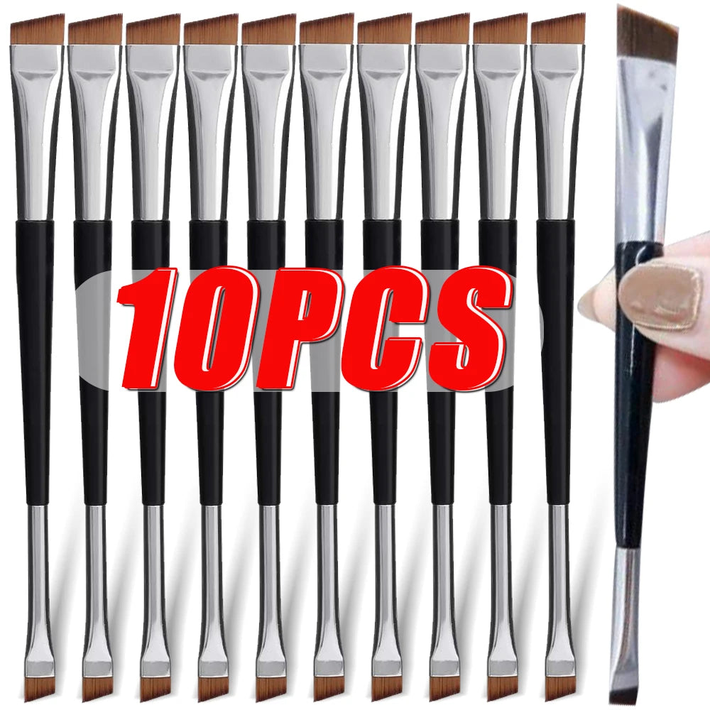 1-10pcs Dual-end Eyes Makeup Brushes Portable Eyebrow Eyeliner Brush Angled Flat Head Ultra-thin Eyeshadow Brush Makeup Tools