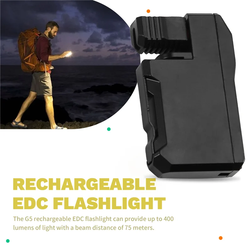 P5-G5 Rechargeable Portable Mini EDC Flashlight, 3 Modes 400 Lumens, Waterproof RGB G5