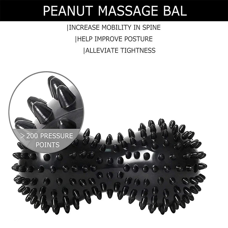 Peanut Shape Massage Yoga Sport Fitness Ball Durable PVC Stress Relief Body Hand Foot Spiky Massager Trigger Point Foot Pain