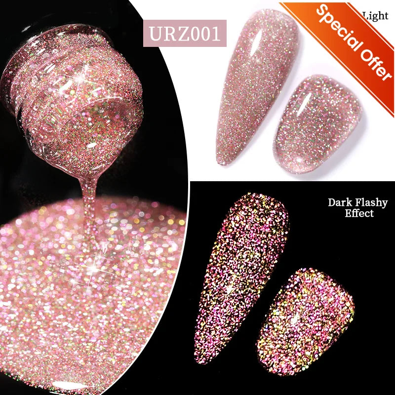UR SUGAR 7ML Gel Nail Polish Red Glitter Sequins Manicure Semi Permanent Base Matte Top Coat Soak Off LED UV Nail Art Gel Varnis