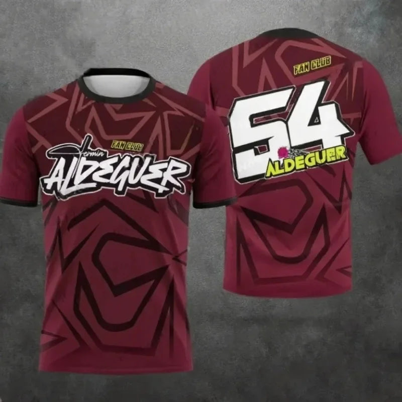 New 2025 Motorcycle Race 54th Rider Fermin Aldeguer Fan Summer Track Printed T-shirt Men's Casual Sports Breathable Tops