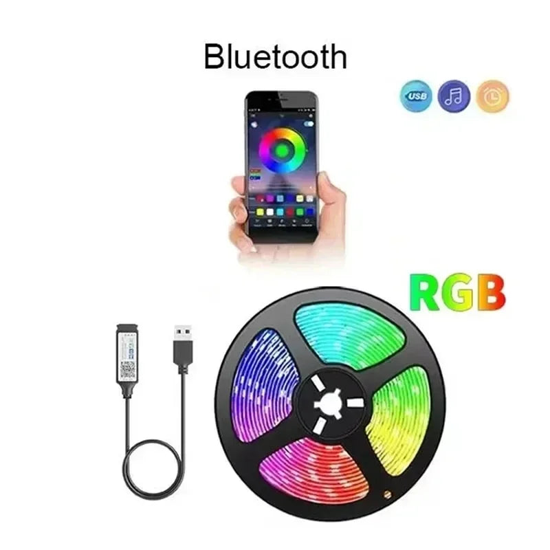 Smart USB LED Light Strip RGB 5050 5V Flexible Tape with Remote APP Control Music Sync for TV Backlight Room DIY Christmas Decor
