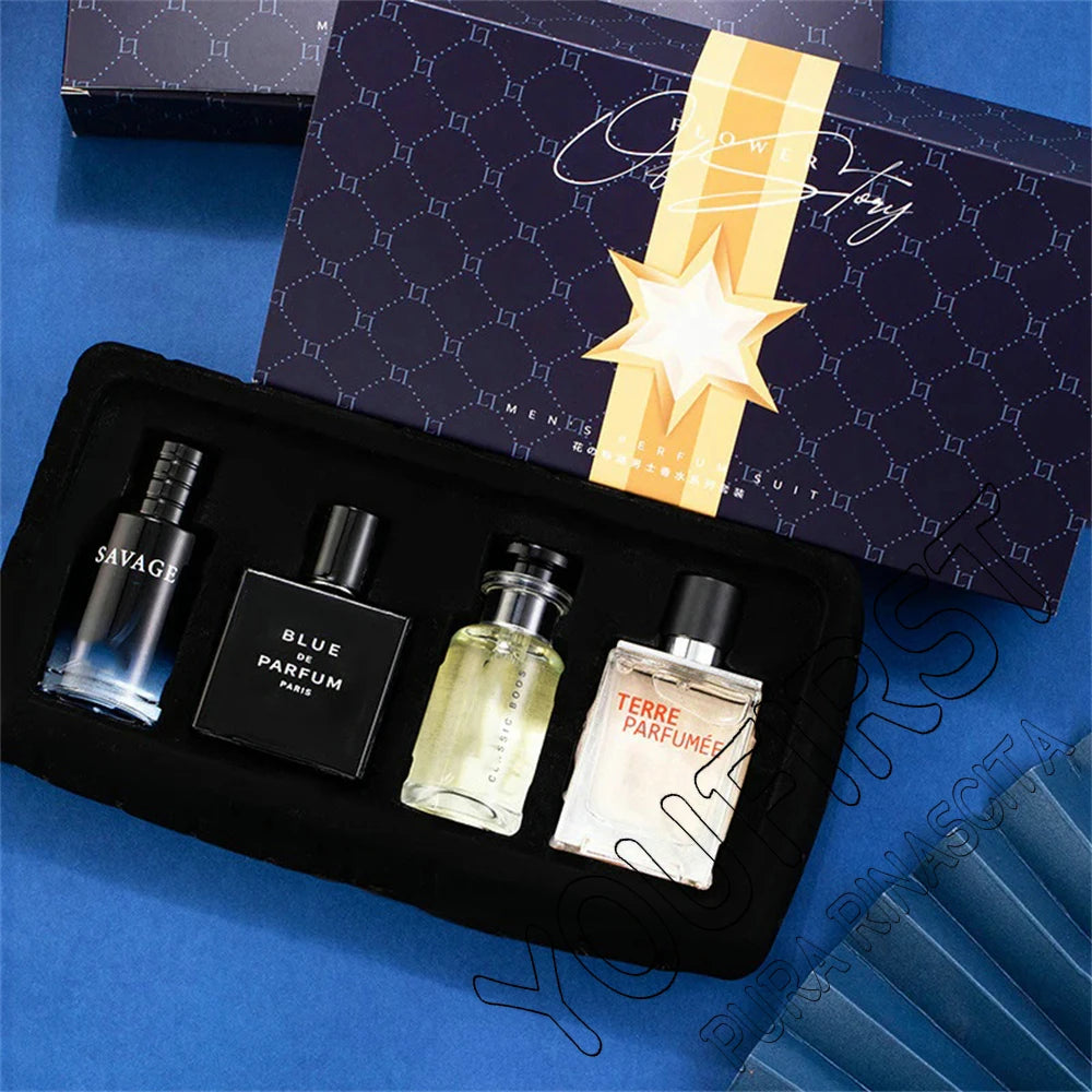 Luxury Brand Perfume Men Cologne Parfums Homme Gift Box 4Pcs Set 100ml Perfumes Masculinos Natural Floral Fruity Scent Spray