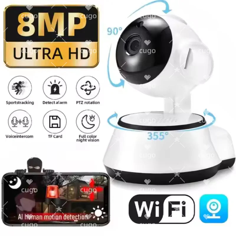 8MP IP WiFi Camera Surveillance Security Baby Monitor PTZ Smart Home AI Human Tracking Cam Night Vision CCTV Indoor Video Camera