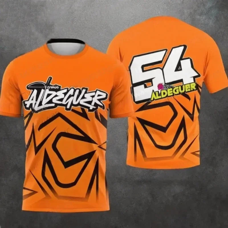 New 2025 Motorcycle Race 54th Rider Fermin Aldeguer Fan Summer Track Printed T-shirt Men's Casual Sports Breathable Tops