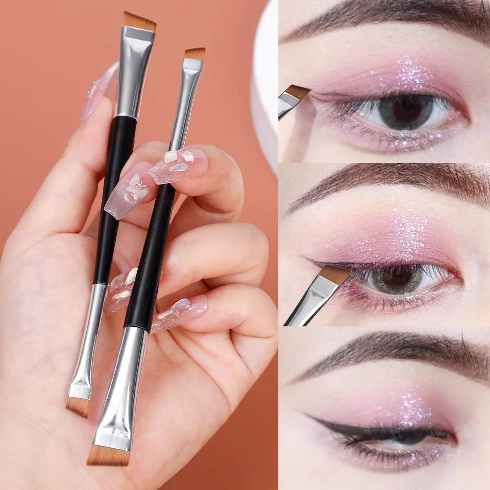 1-10pcs Dual-end Eyes Makeup Brushes Portable Eyebrow Eyeliner Brush Angled Flat Head Ultra-thin Eyeshadow Brush Makeup Tools