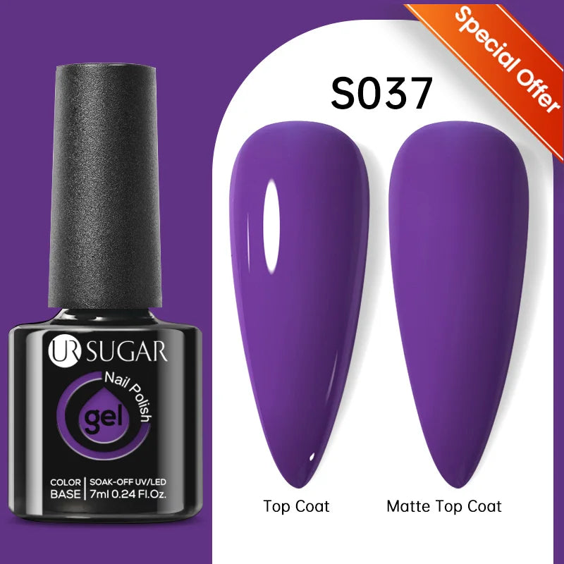 UR SUGAR 7ML Gel Nail Polish Red Glitter Sequins Manicure Semi Permanent Base Matte Top Coat Soak Off LED UV Nail Art Gel Varnis