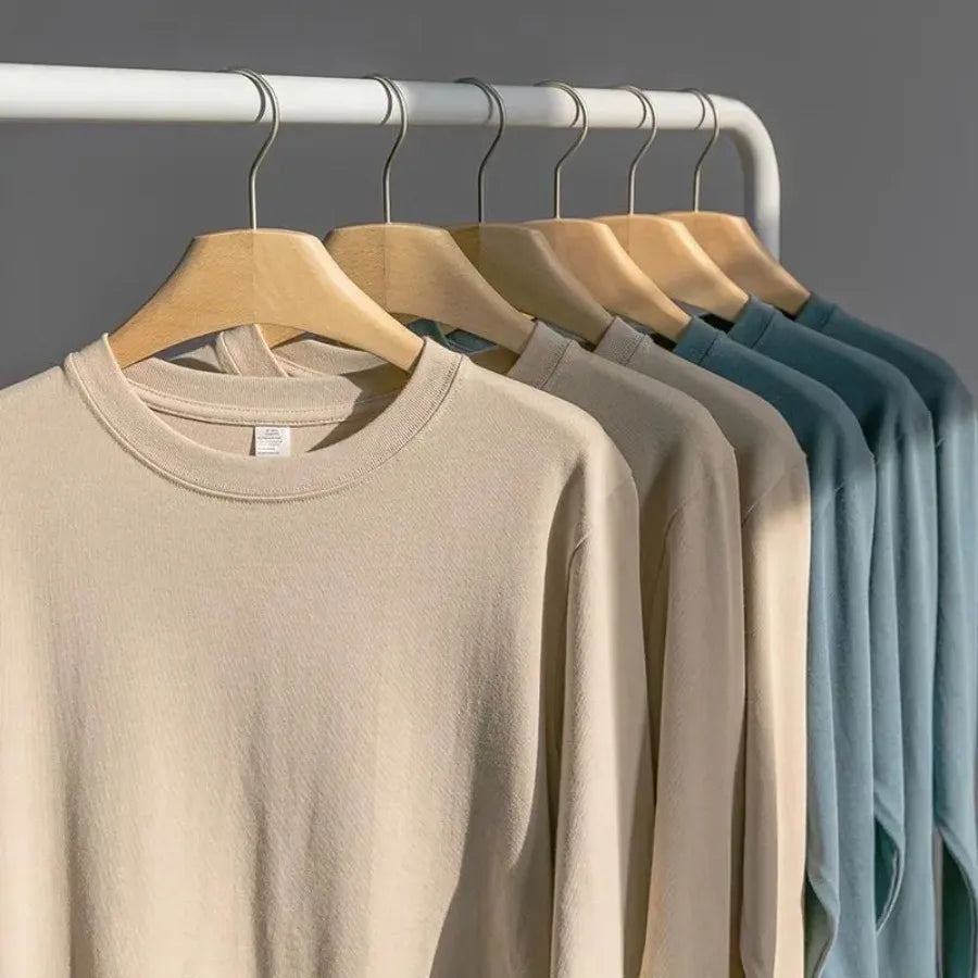 Heavy-duty 300G Cotton Long-sleeved T-Shirt Autumn Men Women O-Neck Oversize T Shirts Unisex Loose Bottoming Couple Shirt L-4XL