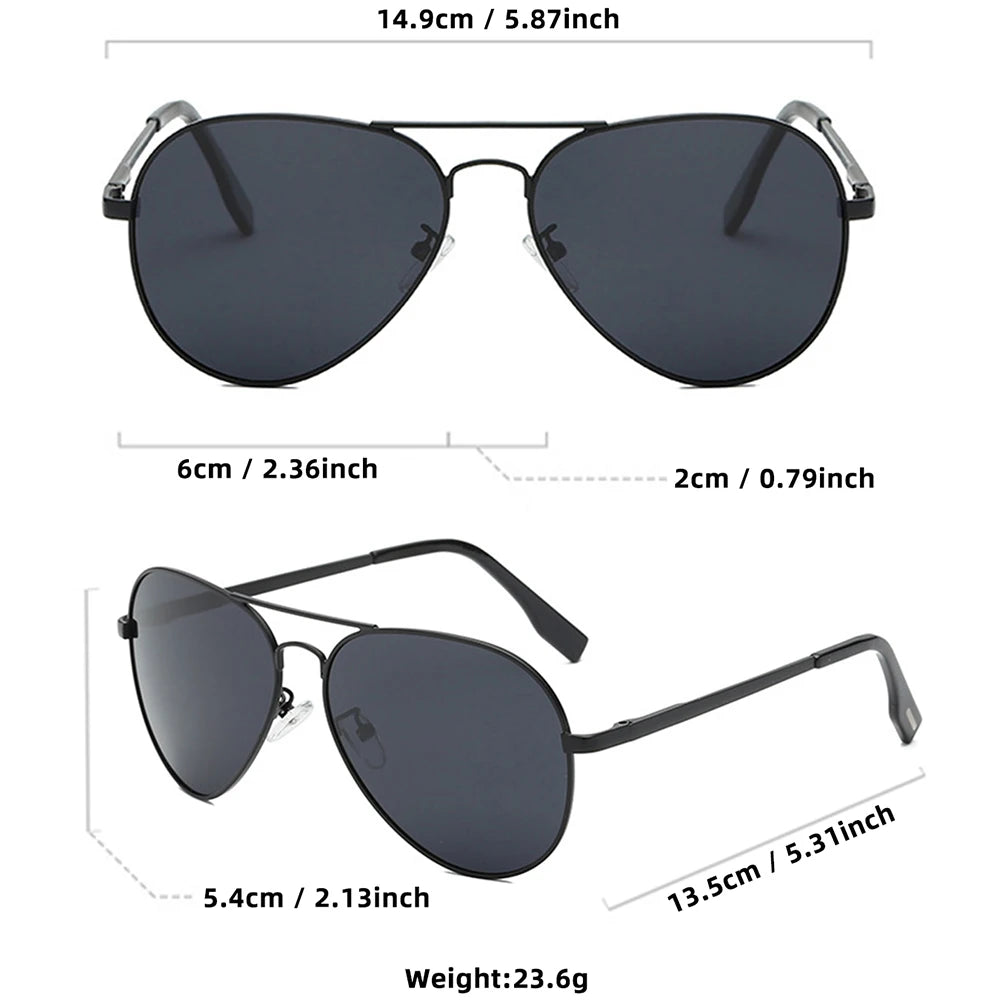 Classic Big Pilot Polarized Sunglasses Men Luxury Metal Black Aviation Sun Glasses Male Fashion Driving Vacation Shades UV400