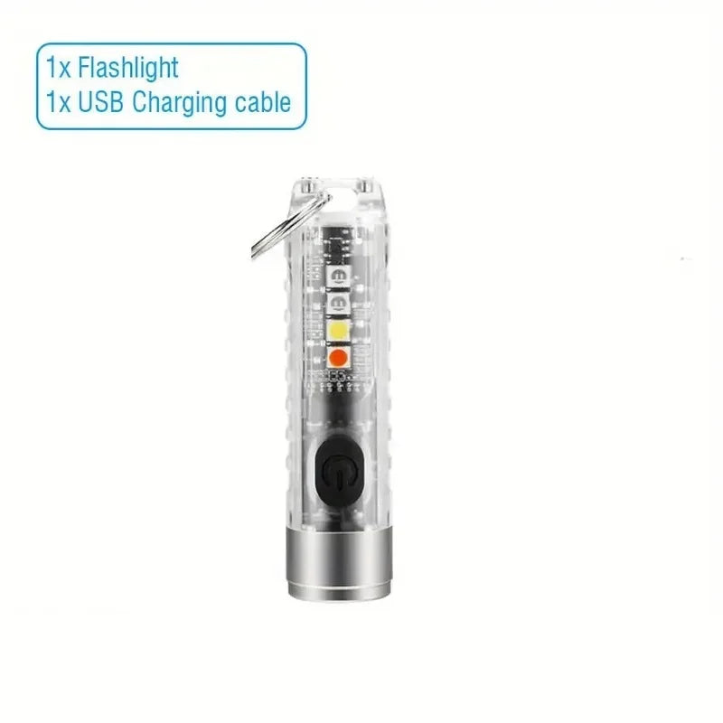 Rechargeable Mini Keychain Flashlight with 10 Modes and Magnetic Base - Ideal for Camping and Outdoor Activities