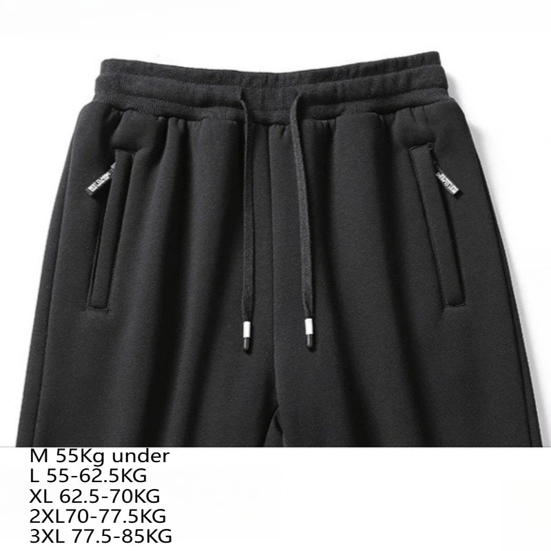 Winter Men's Cotton Fleece-Lined Sweatpant Men Plush Thick Lambswool Thermal Drawstring Trousers Casual Comfortable Sports Pants