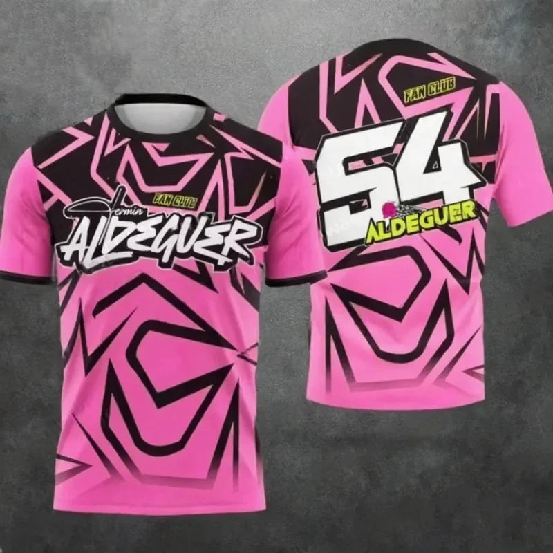 New 2025 Motorcycle Race 54th Rider Fermin Aldeguer Fan Summer Track Printed T-shirt Men's Casual Sports Breathable Tops