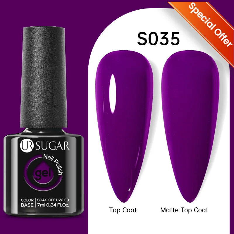 UR SUGAR 7ML Gel Nail Polish Red Glitter Sequins Manicure Semi Permanent Base Matte Top Coat Soak Off LED UV Nail Art Gel Varnis