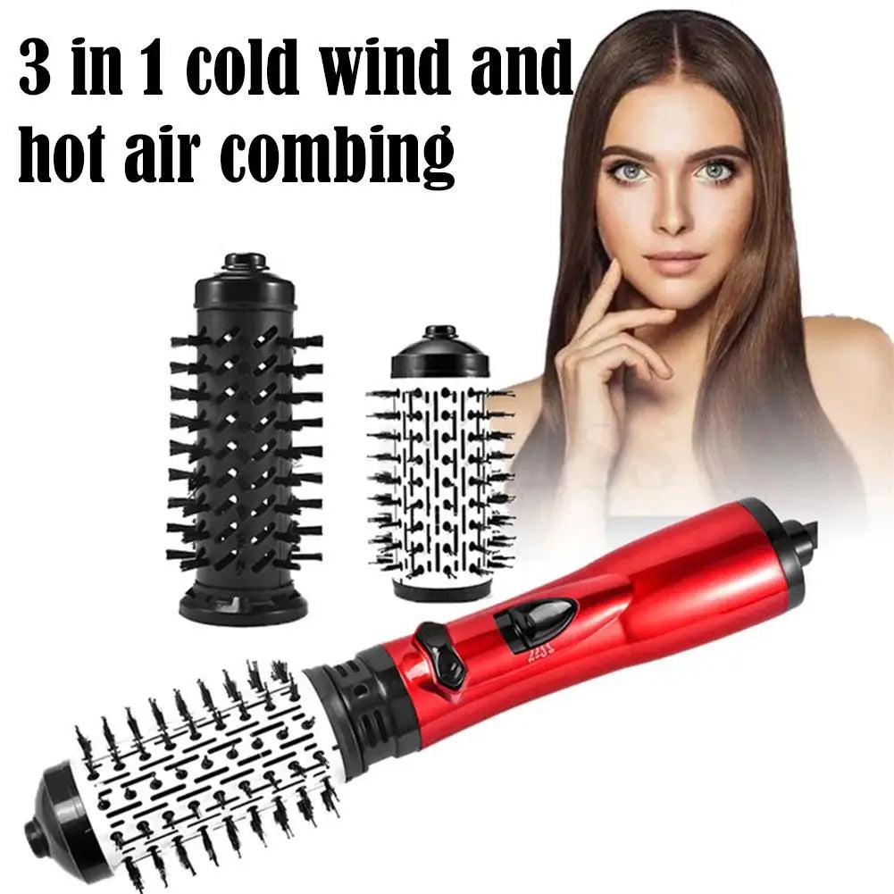 1PC 3 In 1 Rotating Hair Dryer Electric Comb Hair Straightener Comb Air Comb Ion Hair Hot Styler Dryer Negative Brush Brush X5U0