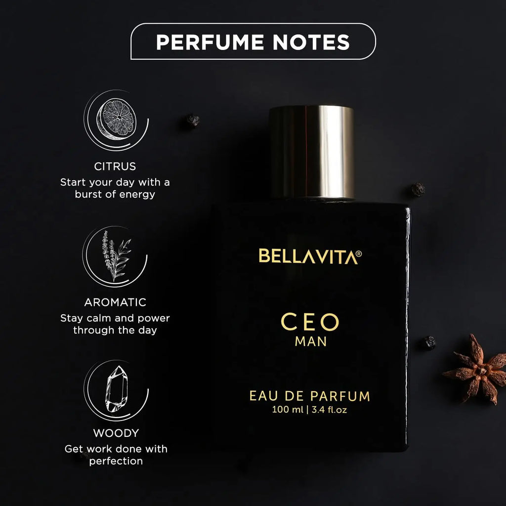 BellaVita-Long-Lasting Men's Perfume with Lemon Lavender, Tonka Vetiver and Moss Fr., Luxury, CEO Man, 3.38 fl.oz