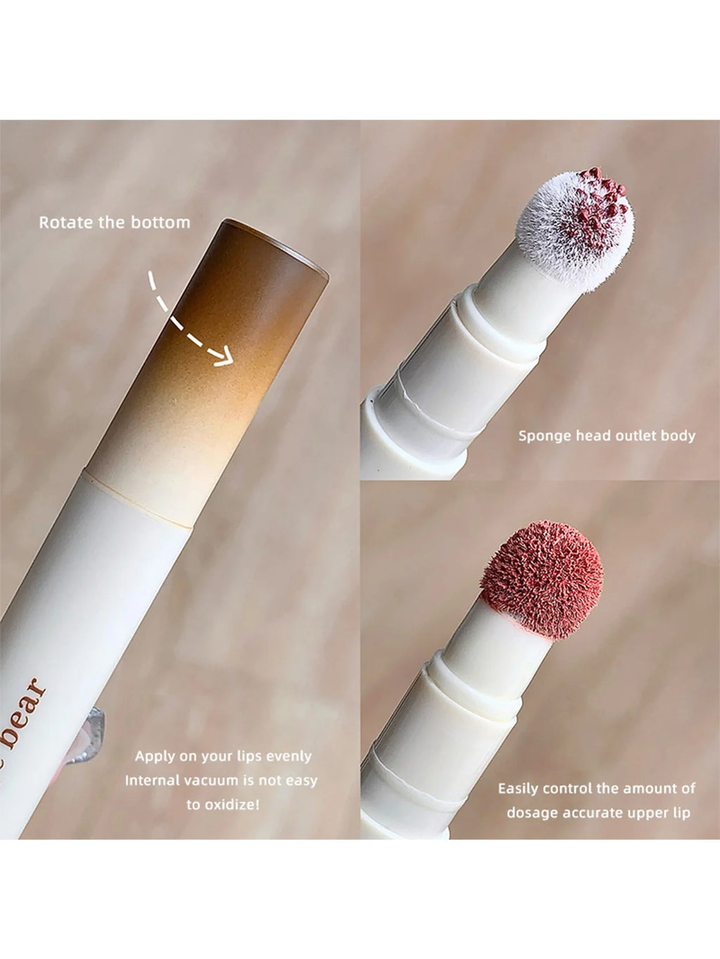 Gege Bear 1Pc Rotary Lipstick Pen - Velvet Matte, Easy Color, Waterproof For Autumn-Winter Liquid Lipstick,Natural makeup