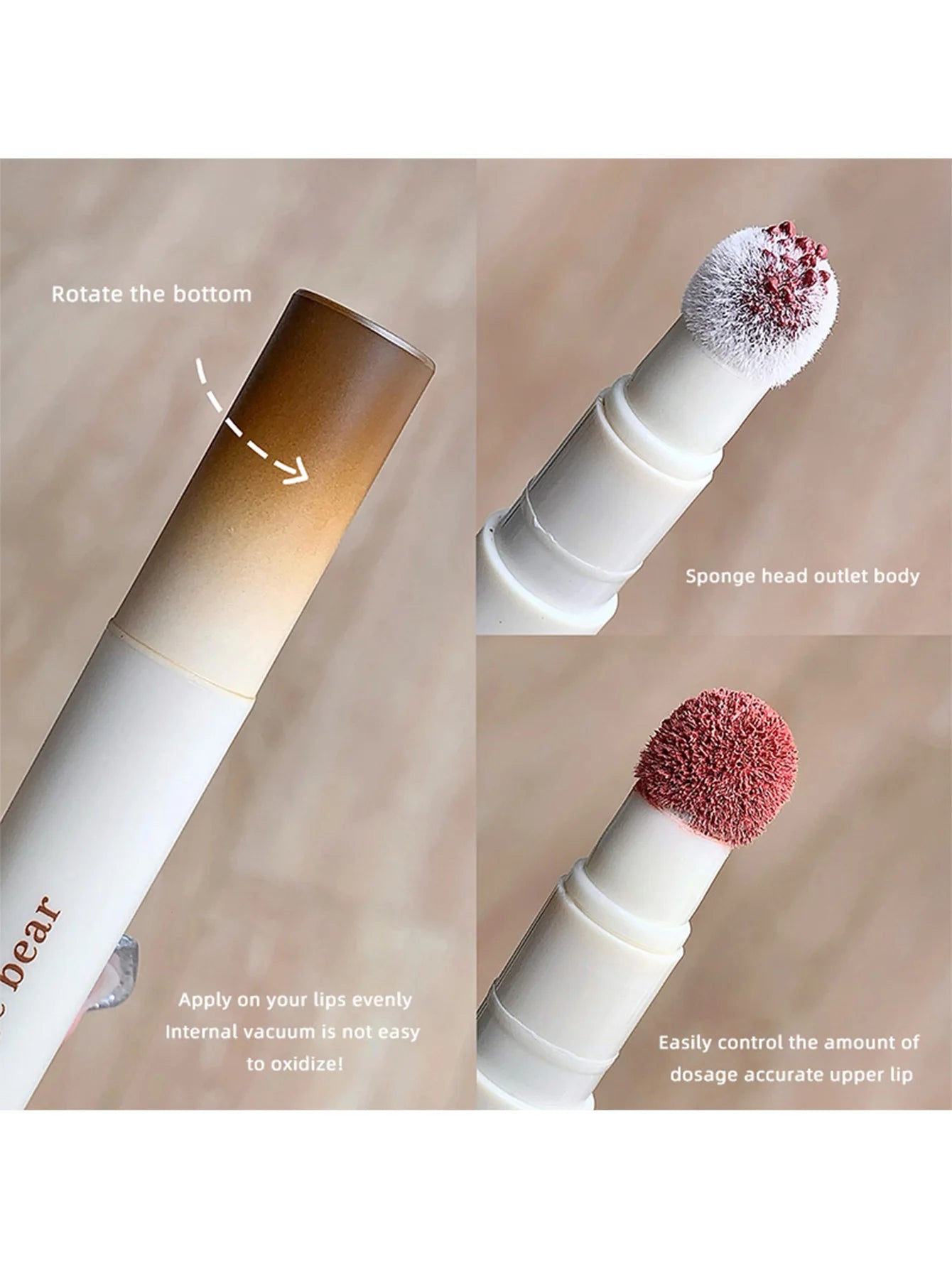 Gege Bear 1Pc Rotary Lipstick Pen - Velvet Matte, Easy Color, Waterproof For Autumn-Winter Liquid Lipstick,Natural makeup